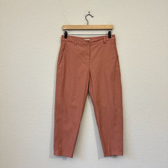 EILEEN FISHER Cotton Hemp Stretch Straight Pants Chino Washed Red - Picture 1 of 12